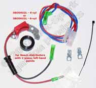 Hot-Spark 3BOS4U2L or 3BOS6U2L electronic ignition conversion kit for Bosch distreibutors with 1-piece, left-hand points