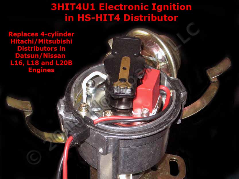 Hot-Spark 3HIT4U1 Electronic Ignition Conversion Kit in HS-HIT4 4-Cylinder Hitachi-Compatible Distributor for Datsun/Nissan L16, L18 and L20B Engines